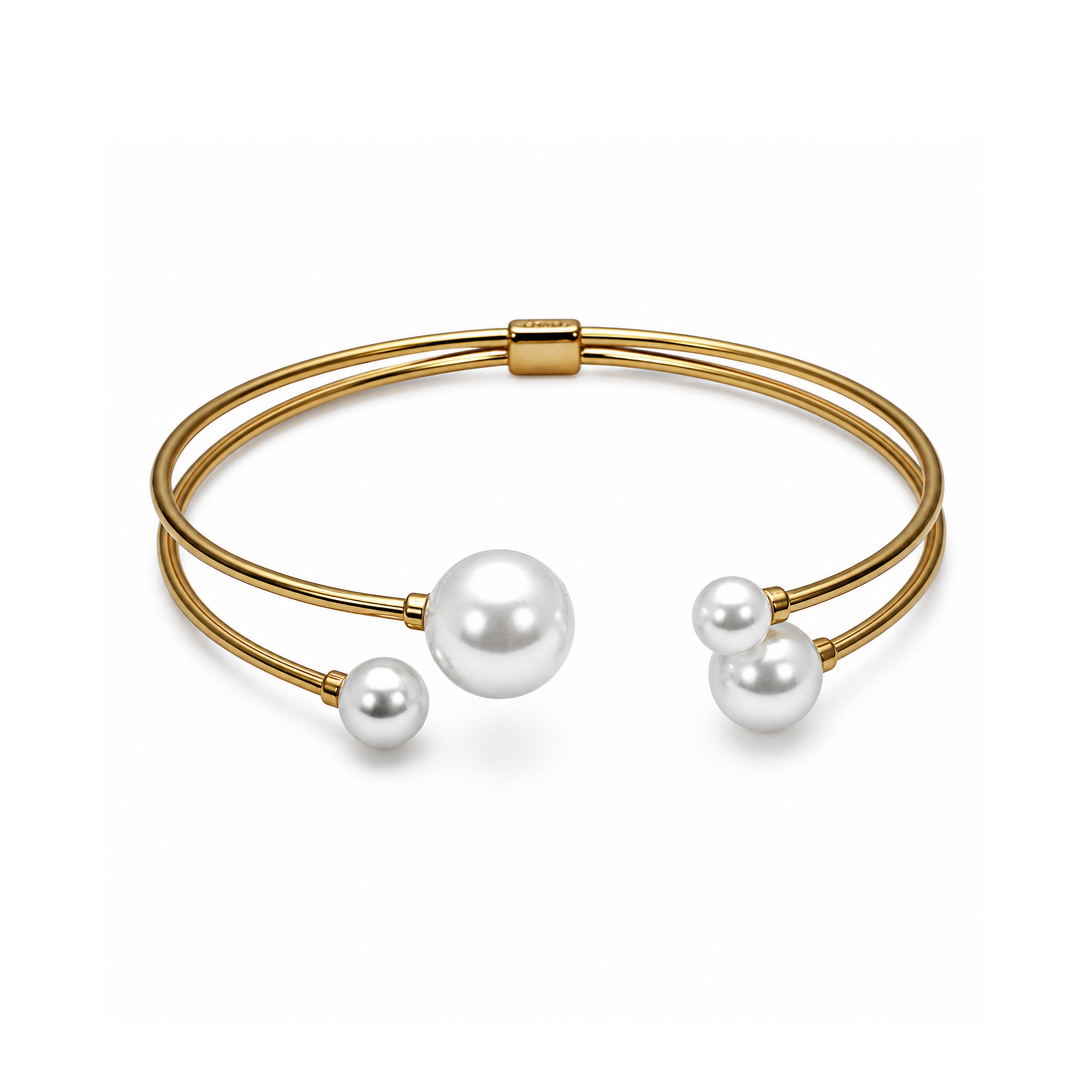 Gold Plated 925 Silver Fresh Water Pearl Cuff Bracelet- GMB00049GP