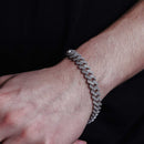 Rhodium Plated 925 Sterling Silver Moissanite Encrusted Miami Cuban Link 10.2mm Bracelet - MGMB00076