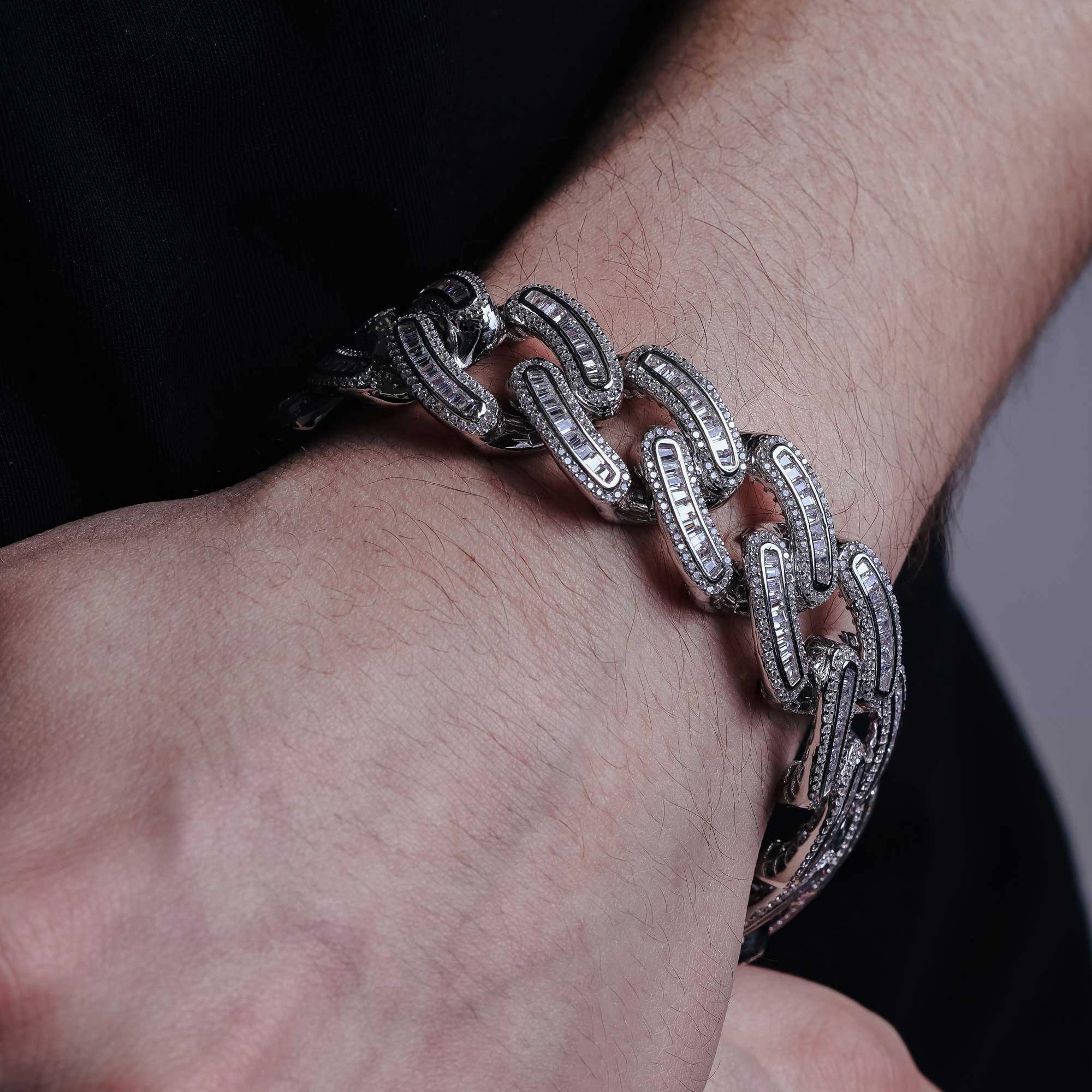 Rhodium Plated 925 Sterling Silver CZ Encrusted Miami Cuban Link