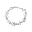 Rhodium Plated 925 Sterling Silver Flower and Hearts Quincenera Bracelet - GMB00111
