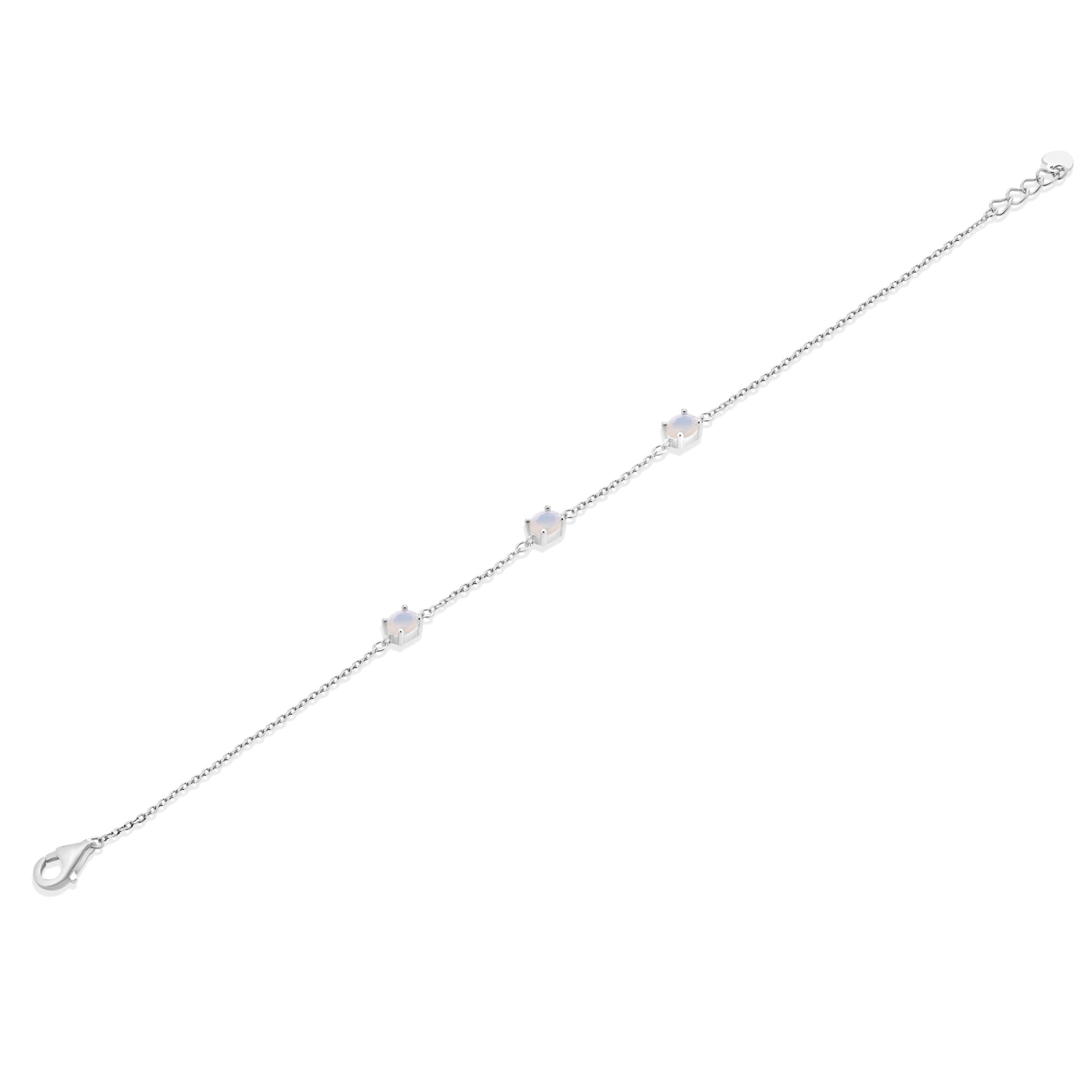 Rhodium Plated 925 Sterling Silver Multi Oval Opal Adjustable Bracelet - GMB00200