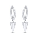 Rhodium Plated 925 Sterling Silver Punk Spikes 11mm Hoop Huggie Earrings - GME00145