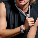 Rhodium Plated 925 Sterling Silver CZ Encrusted Miami Cuban Link 25mm Chain - PAN00245