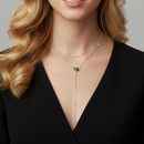 Rhodium Plated 925 Sterling Silver CZ Drop Necklace  - GMN00104