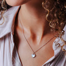 Rhodium Plated 925 Sterling Silver Heart CZ Mother of Pearl Necklace - GMN00203