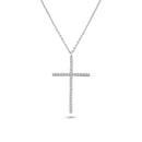 Collar de cruz de circonitas cúbicas en plata de ley 925 rodiada - GMN00204