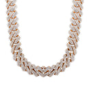 Cadena o pulsera de eslabones cubanos Miami cuadrados de plata de ley 925 bañada en oro con incrustaciones de circonitas (13 mm) - GMN00210GP | GMB00128GP