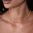 Gold Plated 925 Sterling Silver 5.5mm CZ Encrusted Monaco Chain or Bracelet - GMN00212GP | GMB00129GP