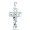 Colgante de cruz de la suerte con circonita cúbica en plata de ley 925 rodiada - GMP00111