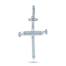 Rhodium Plated 925 Sterling Silver CZ Large Nail Cross Pendant - GMP00113