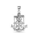 Rhodium Plated 925 Sterling Silver Mariner Anchor Cross Pendant - GMP00132