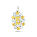 Colgante de Quinceañera con Disco Ovalado de CZ y Baño Bicolor en Plata de Ley 925 - GMP00137RG