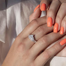 Silver 925 Rhodium Plated Clear Round Pave Set CZ Tiara Ring - GMR00004