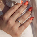 Silver 925 Rhodium Plated Thin Round CZ Ring - GMR00052