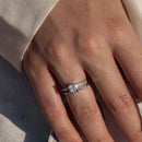 Silver 925 Rhodium Plated Square Center Baguette CZ Stones Ring - GMR00086