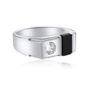 Anillo para hombre en plata de ley 925 con rodio, ónix negro y circonita cúbica redonda - GMR00343