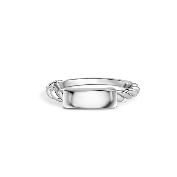 925 Sterling Silver Nickel Free Rhodium Plated Bar Tag Design Ring - GMR00368