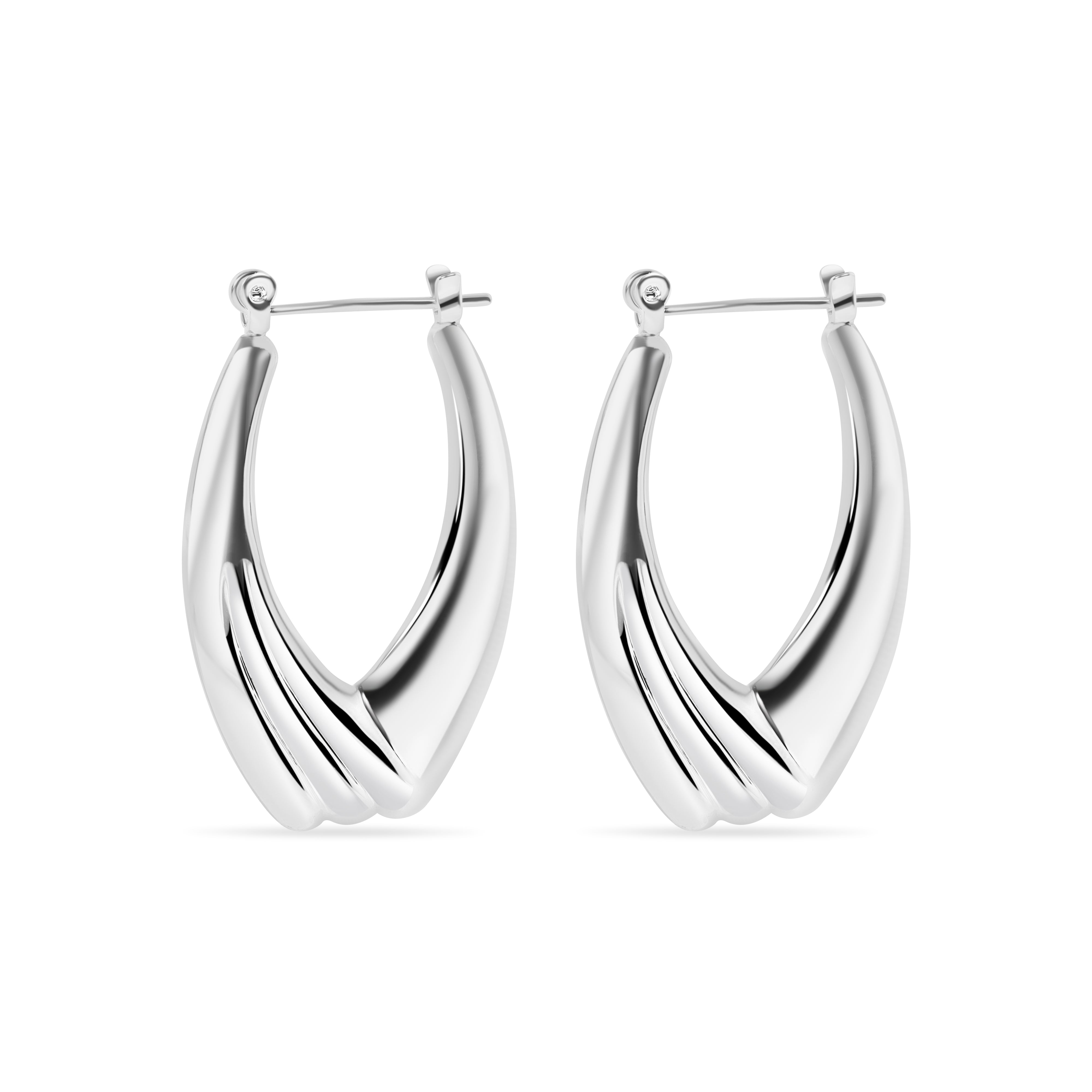 Pendientes de aro huecos de plata de ley 925 pulida - HP10