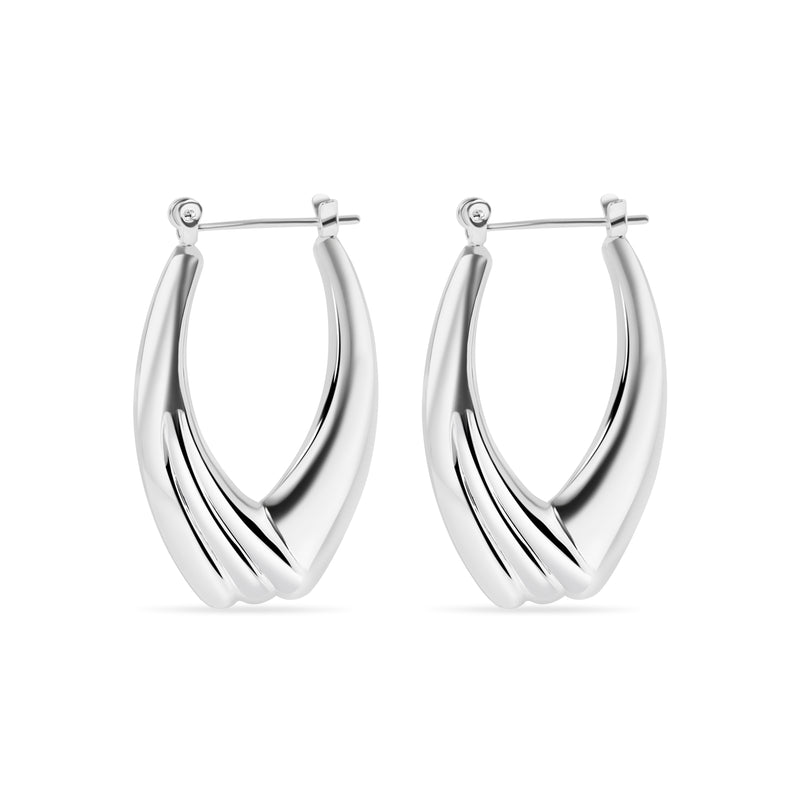High Polished 925 Sterling Silver Hollow Drop Hoop Earrings - HP10