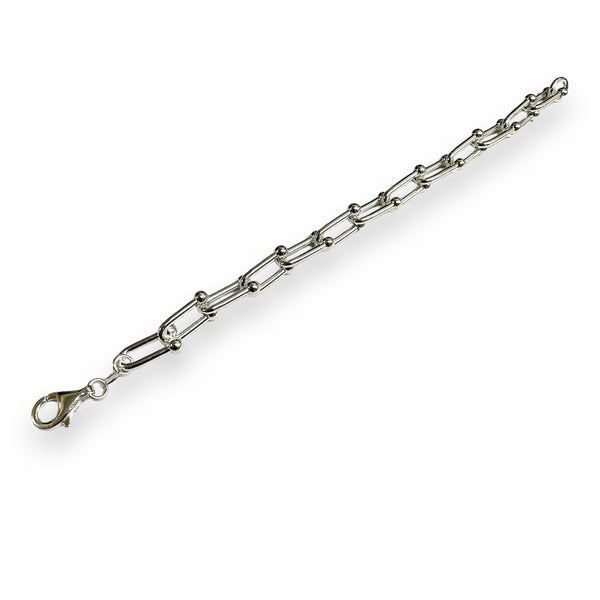 Silver 925 Bow Paperclip Link Bracelet 7.6mm - CH34