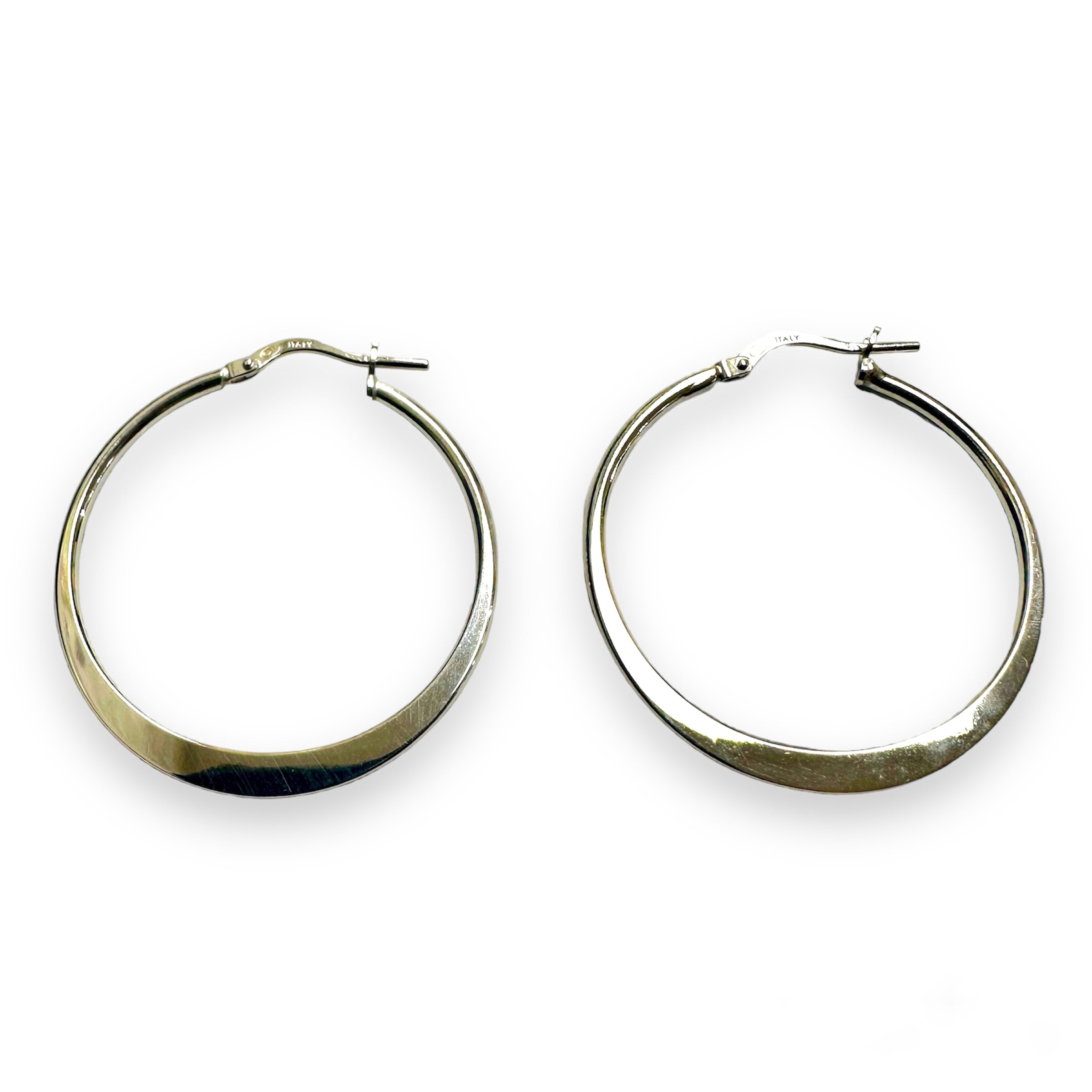 Rhodium Plated 925 Sterling Silver Sterling Silver 1.5mm Hoop Latch ...