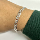 Cadena o pulsera plana Marina de plata de ley 925 de 7,5 mm con corte de diamante de 180 quilates y un solo lado - CH673