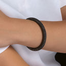 Silver 925 Black Rhodium Plated Large Beaded Italian Bracelet - ITB00010BLK