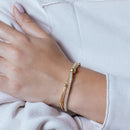 Pulsera Italiana de Cuentas Graduadas Múltiples de Plata 925 Chapada en Oro de Dos Tonos - ITB00075GP