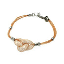 Liquidación - Pulsera italiana de plata 925 rodiada con tres cuentas laterales y nudo central - ITB00119RH