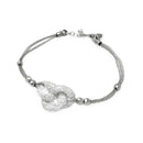 Liquidación - Pulsera italiana de plata 925 rodiada con tres cuentas laterales y nudo central - ITB00119RH
