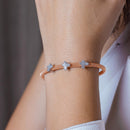 Pulsera italiana con cuentas de circonita transparente con micro pavé de mariposa chapada en oro rosa y rodio de plata 925 - ITB00176RGP