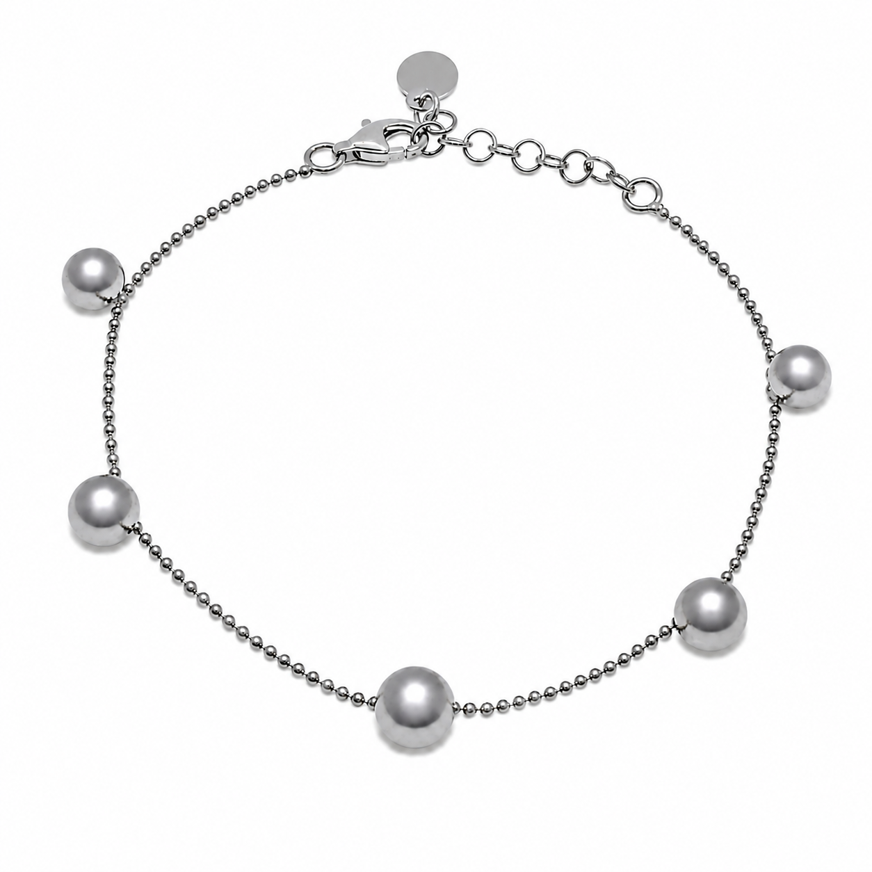 Pulsera de cadena de eslabones con dijes de 5 cuentas en plata de ley 925 bañada en oro - ITB00315-GP