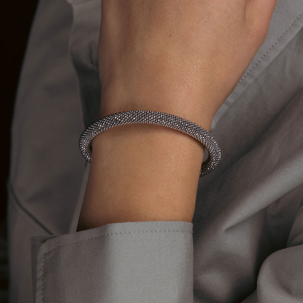 Silver 925 Rhodium Plated Bead Italian Bracelet - ITB00091RH