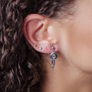 Rhodium Plated 925 Sterling Silver Dangling Donut Paperclip Stud Earrings - ITE00095-RH