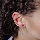 Pendientes de botón con forma de corazón y esmalte rojo en plata de ley 925 rodiada - ITE00096-RH