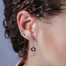 Pendientes colgantes de barra de donut en plata de ley 925 rodiada - ITE00098-RH