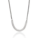 Rhodium Plated 925 Sterling Silver Mesh Necklace Filled with CZ - ITN00024