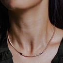 Cadena Omega con alambre de plata de ley 925 bañada en oro rosa y circonitas - ITN00049RGP