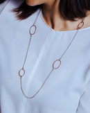Silver 925 Chain Necklace with Oval Rose Gold Plated Loops - ITN00098RH-RGP