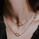 Silver 925 Chain Necklace with Curved Gold Plated Loops - ITN00117RH-GP