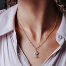 Gold Plated 925 Sterling Silver Paperclip Rolo Adjustable Donut and Bar Necklace - ITN00162-GP