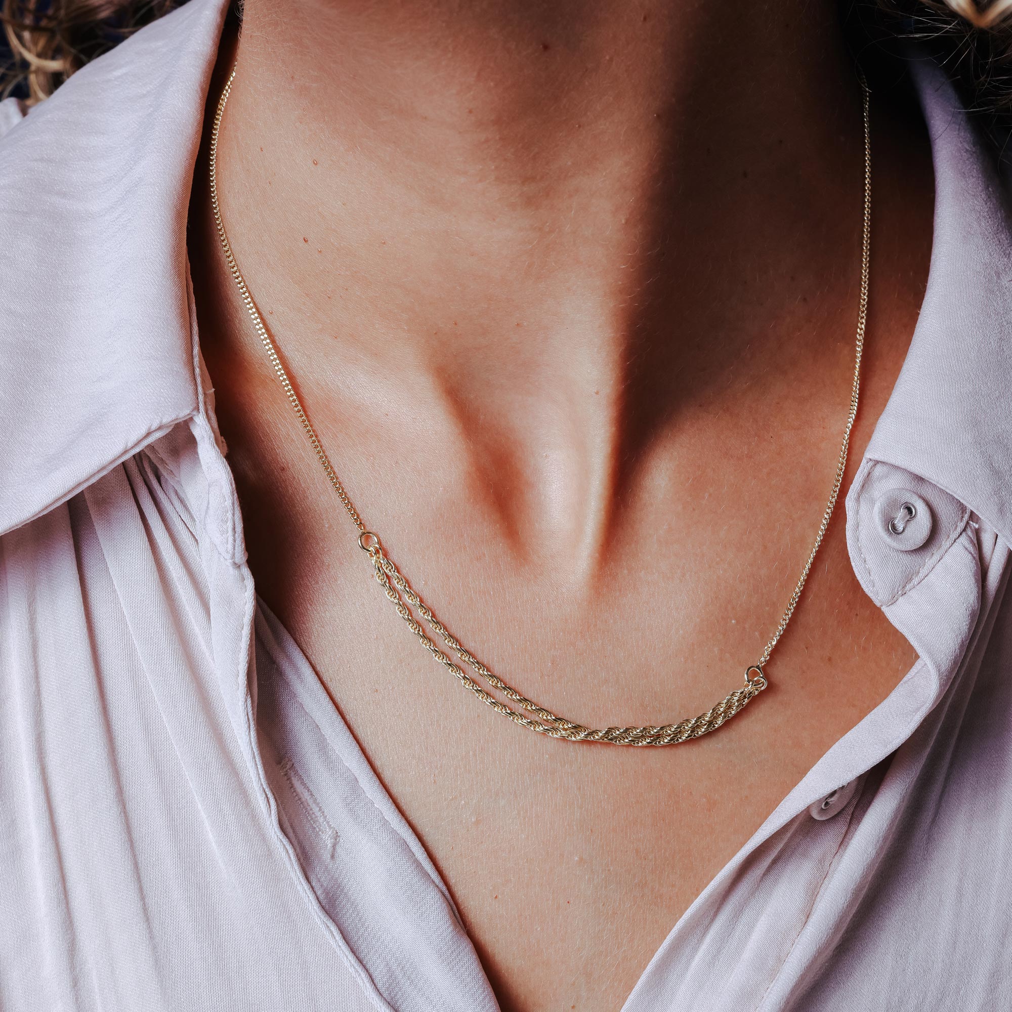 Collar ajustable de cuerda de 1,7 mm con baño de oro en plata de ley 925 - ITN00171-GP