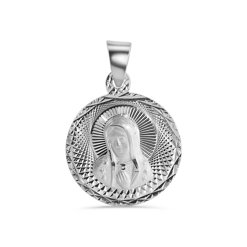 High Polished 925 Sterling Silver DC Virgin Mary Medallion Charm - JCA038-2