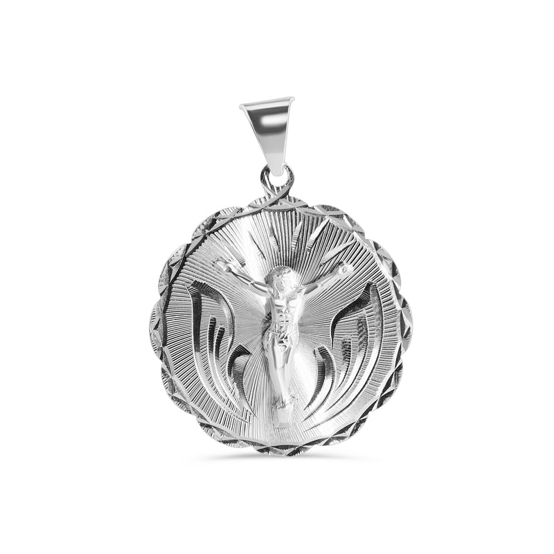 High Polished 925 Sterling Silver DC Round Jesus Christ Pendant - JCA100-6