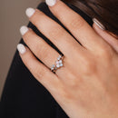 Rhodium Plated 925 Sterling Silver Synthetic Opal Clover And Open Bypass Clear CZ Ring Set - JTR00005