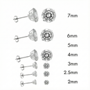 Pendiente redondo de plata de ley 925 rodiada con piedra de moissanita y cierre a presión - MGME00008