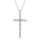 Silver Rhodium 925 Cross Moissanite Necklace - MBGP00003