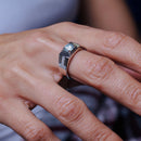 Anillo de plata de ley 925 rodiada con moissanita de 1 quilate para hombre - MBGR00009