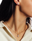 Conjunto de pendientes y collar de moissanita redonda de 0,5 quilates y 1 quilate en plata de ley 925 rodiada - MBGS00002