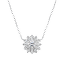 Rhodium Plated 925 Sterling Silver Radiant Burst Moissanite 11.3mm Adjustable Pendant Necklace - MDGP00005
